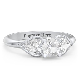 1/2 ct. Round Gemstone Peek-A-Boo Engagement Ring with Heart Stones