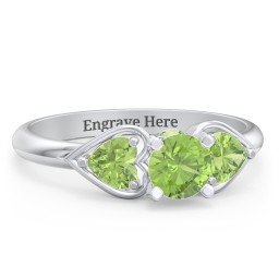 1/2 ct. Round Gemstone Peek-A-Boo Engagement Ring with Heart Stones in 925 Sterling Silver