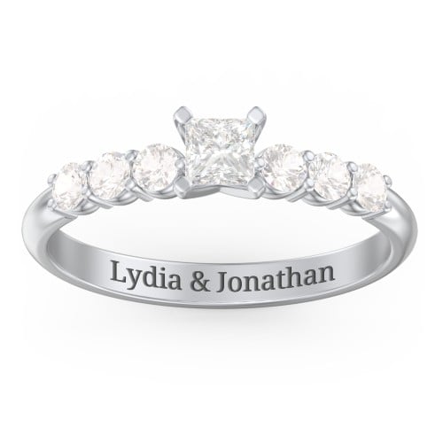 1/4 ct. Princess Gemstone Engagement Ring with Side Gemstones