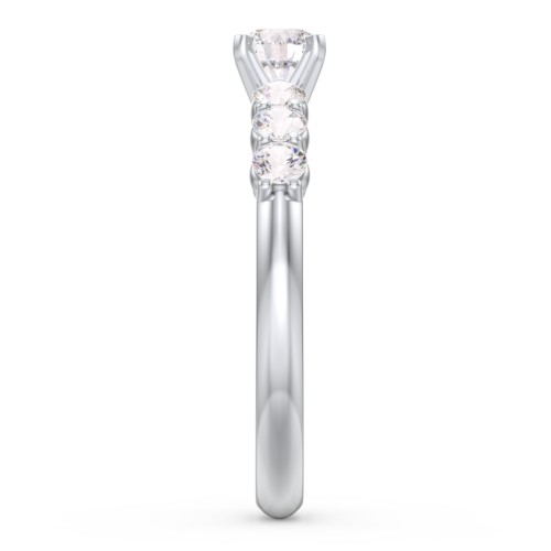1/3 ct. Round Gemstone Engagement Ring with Side Gemstones – 10K White Gold with White Premium Zirconia and Cubic Zirconia