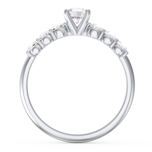 1/3 ct. Round Gemstone Engagement Ring with Side Gemstones – 10K White Gold with White Premium Zirconia and Cubic Zirconia