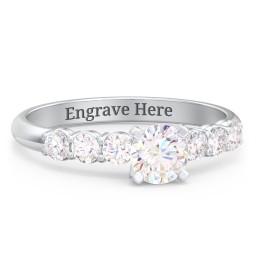 1/2 ct. Round Gemstone Engagement Ring with Side Gemstones in 925 Sterling Silver with Diamond