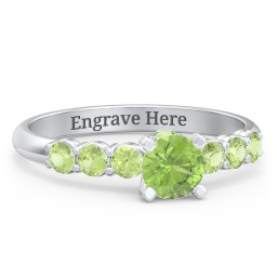 1/2 ct. Round Gemstone Peek-A-Boo Engagement Ring with Side Gemstones