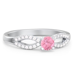 1/4 ct. Round Gemstone Split Engagement Ring with Accents