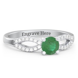 1/2 ct. Round Gemstone Split Engagement Ring with Accents