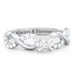 1/4 ct. Princess Gemstone Infinity Engagement Ring with Accent Stones in 925 Sterling Silver