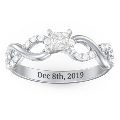 1/4 ct. Princess Gemstone Infinity Engagement Ring with Accent Stones