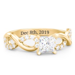 1/2 ct. Princess Gemstone Infinity Engagement Ring with Accent Stones in 10K Solid Yellow Gold