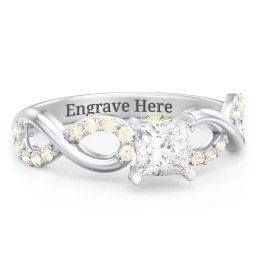 1/2 ct. Princess Gemstone Infinity Peek-A-Boo Engagement Ring with Accent Stones in 925 Sterling Silver
