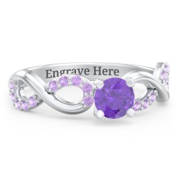 1/2 ct. Round Gemstone Infinity Engagement Ring with Accent Stones in 925 Sterling Silver with Amethyst and Amethyst Premium Zirconia