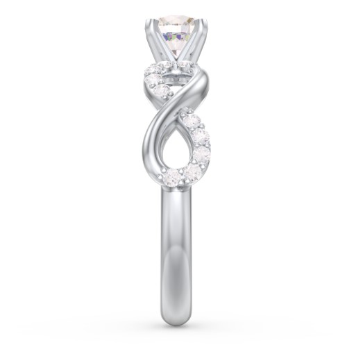 1/2 ct. Round Gemstone Infinity Engagement Ring with Accent Stones – 10K White Gold with Cubic Zirconia and White Premium Zirconia