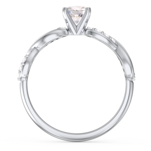 1/2 ct. Round Gemstone Infinity Engagement Ring with Accent Stones – 10K White Gold with Cubic Zirconia and White Premium Zirconia