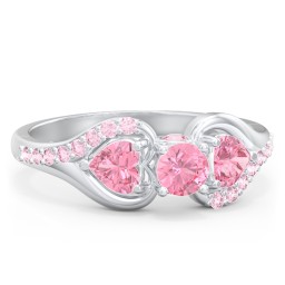 1/4 ct. Round Gemstone Peek-A-Boo Engagement Ring with Heart Stones & Accents Stones