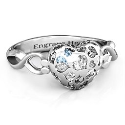 Petite Caged Hearts Ring with 1-3 Stones