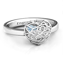 Petite Caged Hearts Ring with 1-3 Stones
