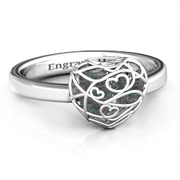 Petite Caged Hearts Ring with 1-3 Stones