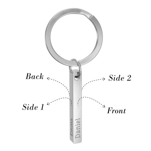 Engravable 3D Bar Keychain – Stainless Steel