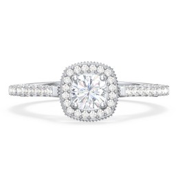 Classic Diamond Engagement Ring with Pave Accented Halo and Initial Setting - "The Brigitte"