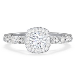 Vintage Diamond Engagement Ring with Accents and Halo Setting - "The Audrey"