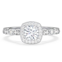 Vintage Diamond Engagement Ring with Accents and Halo Setting - "The Audrey"