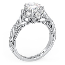 Vintage Solitaire Diamond Engagement Ring with Accents and Floral Setting - "The Rita"