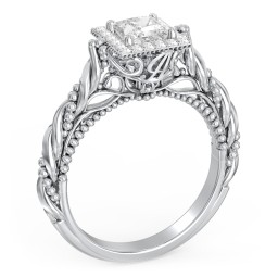 Vintage Diamond Engagement Ring with Accents and Halo Setting - "The Rita"