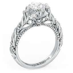 Vintage Solitaire Diamond Engagement Ring with Accents and Floral Setting - "The Rita"
