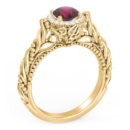 Vintage Diamond Engagement Ring with Accents and Halo Setting - "The Rita"