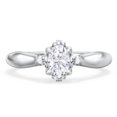 Classic Solitaire Diamond Engagement Ring with Butterfly and Scroll Details - "The Sophia"