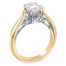 Classic Solitaire Diamond Engagement Ring with Butterfly and Scroll Details - "The Sophia" in 10K Solid Yellow Gold