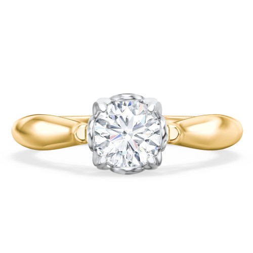 Classic Solitaire Diamond Engagement Ring with Butterfly and Scroll Details - "The Sophia" – 10K Yellow Gold