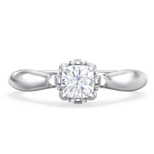 Classic Solitaire Diamond Engagement Ring with Butterfly and Scroll Details - "The Sophia" – 10K White Gold