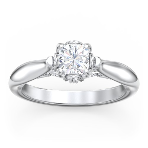 Classic Solitaire Diamond Engagement Ring with Butterfly and Scroll Details - "The Sophia" – 10K White Gold