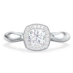 Classic Halo Diamond Engagement Ring and Butterfly and Scroll Details - "The Sophia"