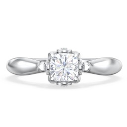 Classic Solitaire Diamond Engagement Ring with Butterfly and Scroll Details - "The Sophia"