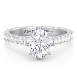 Solitaire Diamond Engagement Ring with Accents and Bow Detail