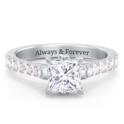 Solitaire Diamond Engagement Ring with Accents and Bow Detail