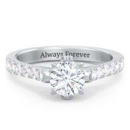 Solitaire Diamond Engagement Ring with Accents and Bow Detail