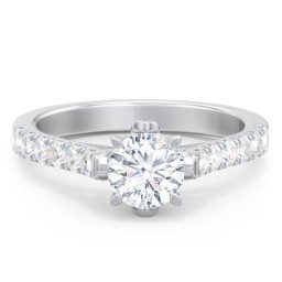 Solitaire Diamond Engagement Ring with Accents and Bow Detail