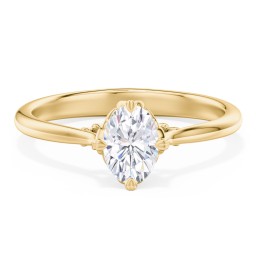 Solitaire Engagement Ring with Vintage Filigree Setting in 10K Solid Yellow Gold