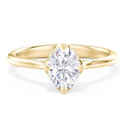 Solitaire Engagement Ring with Vintage Filigree Setting in 10K Solid Yellow Gold