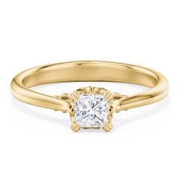 Solitaire Engagement Ring with Vintage Filigree Setting in 10K Solid Yellow Gold