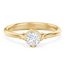 Solitaire Engagement Ring with Vintage Filigree Setting in 10K Solid Yellow Gold
