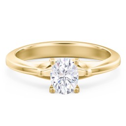 Solitaire Engagement Ring with Peaked Shoulders in 10K Solid Yellow Gold