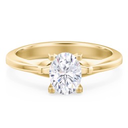 Solitaire Engagement Ring with Peaked Shoulders in 10K Solid Yellow Gold