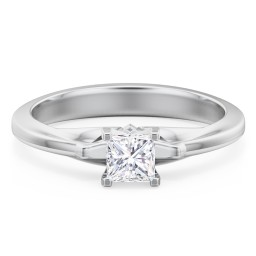 Solitaire Engagement Ring with Peaked Shoulders