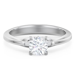 Solitaire Engagement Ring with Peaked Shoulders