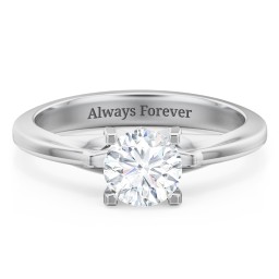 Solitaire Engagement Ring with Peaked Shoulders