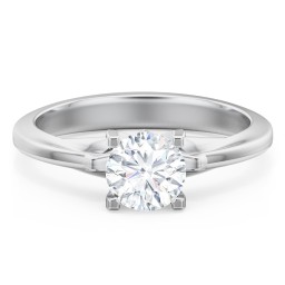 Solitaire Engagement Ring with Peaked Shoulders