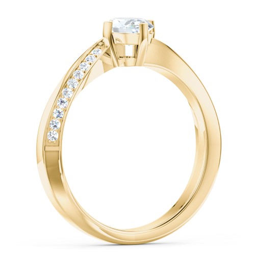 Solitaire Engagement Ring with Twisted Shoulder Accents – 10K Yellow Gold with Lab Diamond